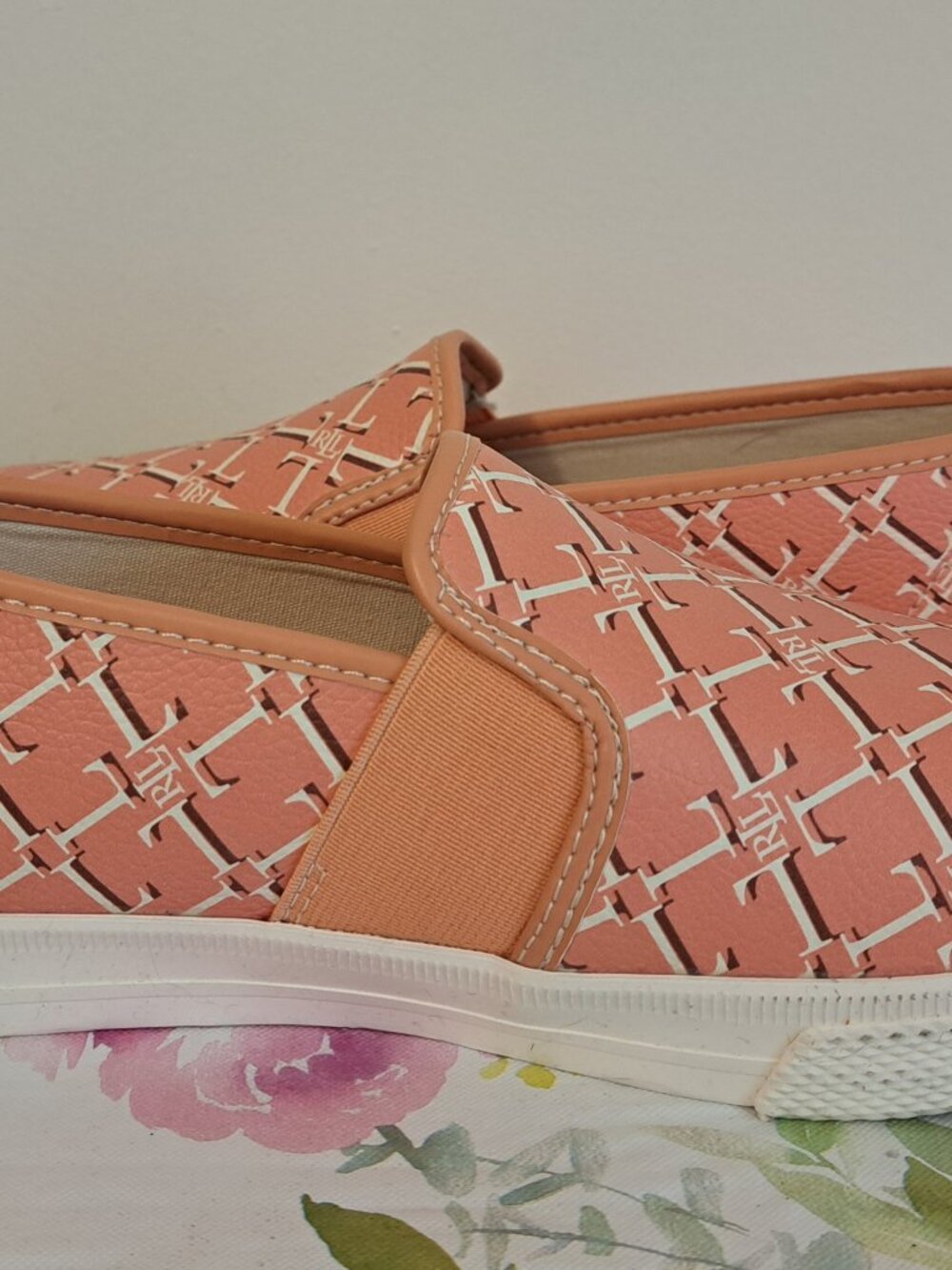RALPH LAUREN Jinny Logo Slip-On Sneakers - Shell Coral - Women's Size 8.5B - NWB - Picture 4 of 9
